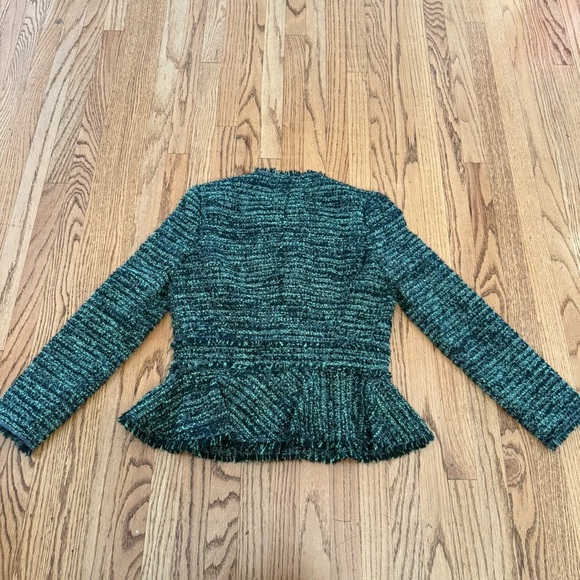 Rebecca Taylor Bouclé Tweed Peplum Jacket – Green Multi – Size 4 - Picture 6 of 11